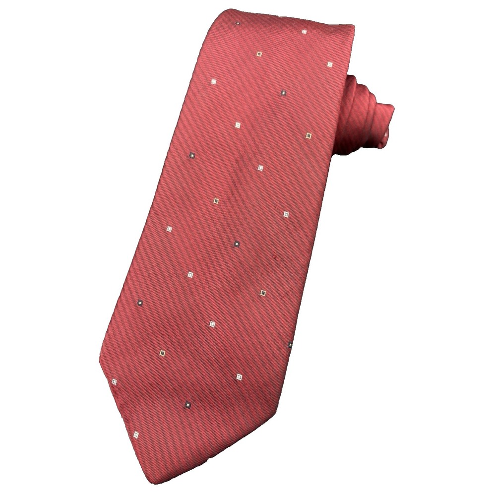 Stafford Tie Men's 100% Silk Red White Black Squares Strips Luxury Made Italy